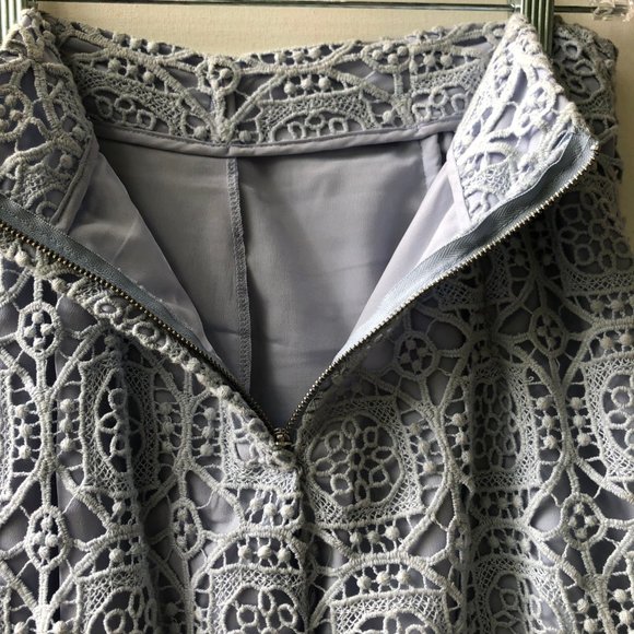 Zara Women High Waist Midi Length Skirt Blue Cotton Lace Pencil Skirt, Small - Picture 5 of 13